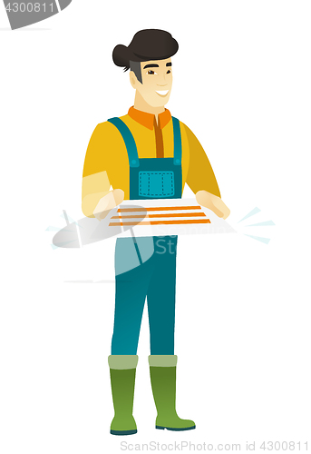 Image of Farmer holding a contract vector illustration