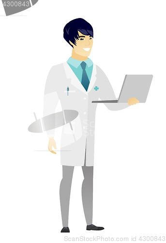 Image of Doctor using laptop vector illustration.