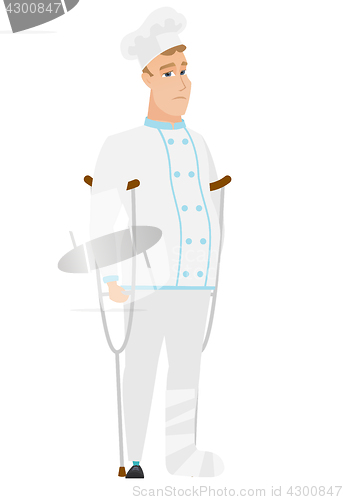 Image of Injured chef cook with broken leg.