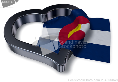 Image of flag of colorado and heart symbol - 3d rendering