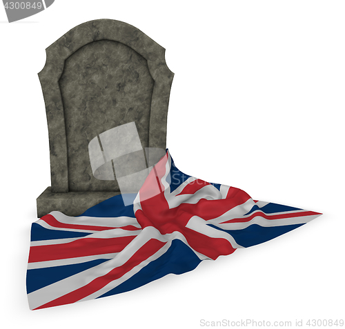 Image of gravestone and flag of great britain - 3d rendering