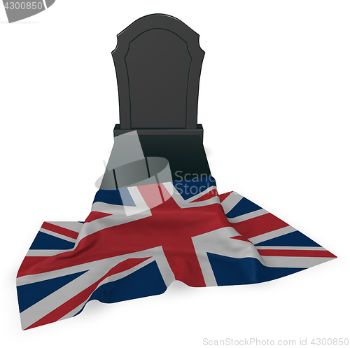 Image of gravestone and flag of great britain - 3d rendering