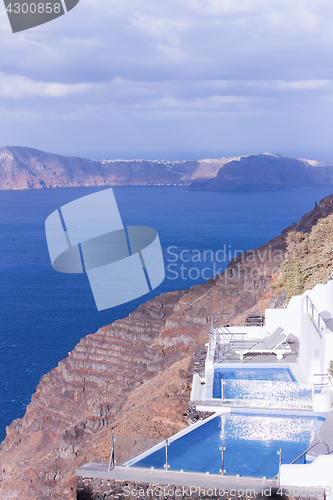 Image of Aegean sea view with Volcanic nature, Greece, Santorini