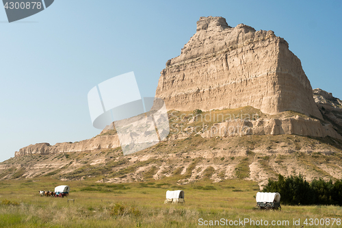 Image of Scotts Bluff National Monument Covered Wagon Nebraska Midwest US