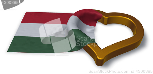 Image of flag of hungary and heart symbol - 3d rendering