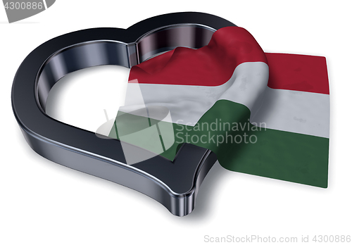 Image of flag of hungary and heart symbol - 3d rendering