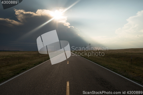 Image of Supercell Storm Blocks out the Sun Rural Road Highway