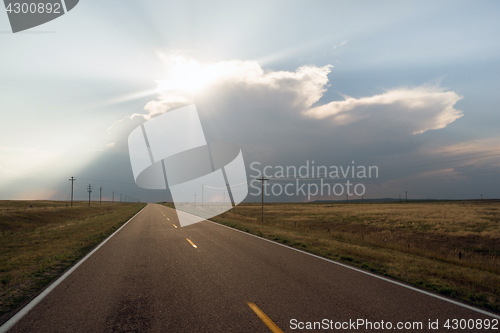Image of Supercell Storm Blocks out the Sun Rural Road Highway