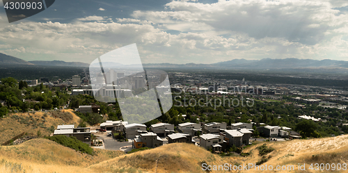 Image of Capital Dominates Salt Lake Ci=ity Skyline Looking South