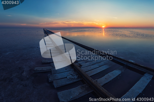 Image of Beauty sunset on salty lake