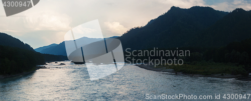 Image of Evening in mountain on river Katun