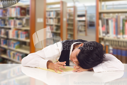 Image of Young Female Mixed Race Student Stressed and Frustrated In Libra