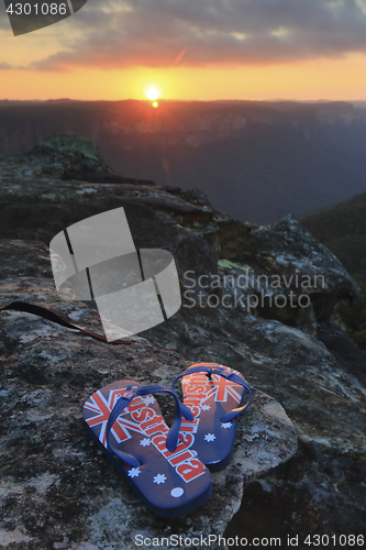 Image of Aussie thongs in the sunset