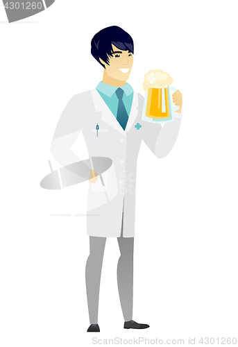 Image of Doctor drinking beer vector illustration.