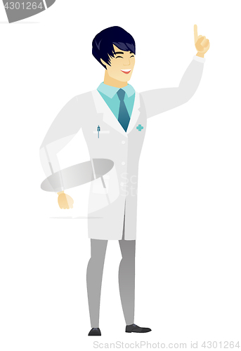 Image of Asian doctor pointing with his forefinger