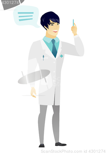 Image of Young asian doctor with speech bubble.