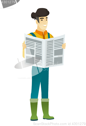 Image of Farmer reading newspaper vector illustration
