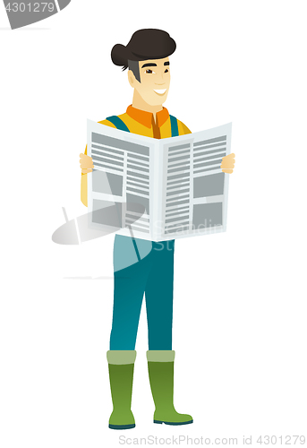 Image of Farmer reading newspaper vector illustration