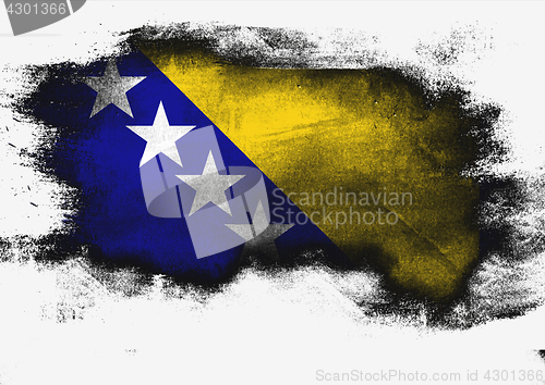 Image of Bosnia and Herzegovina flag painted with brush