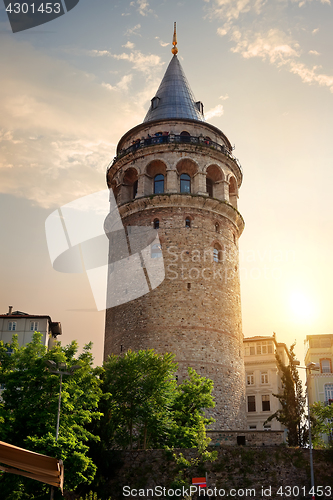 Image of Galata Tower at sunset