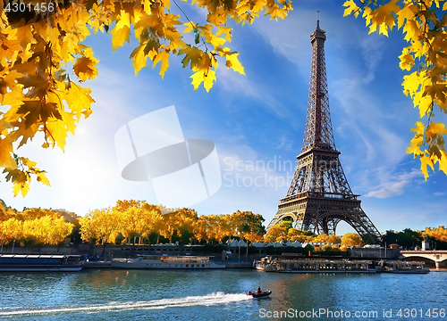 Image of Seine and Eiffel Tower in autumn