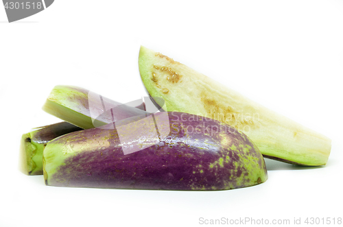 Image of Half cut and sliced eggplant