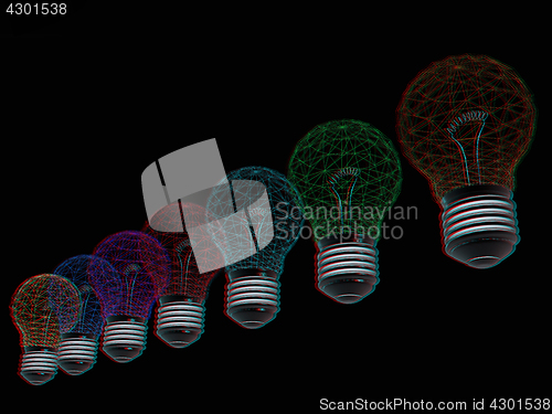 Image of lamps. 3D illustration. Anaglyph. View with red/cyan glasses to 