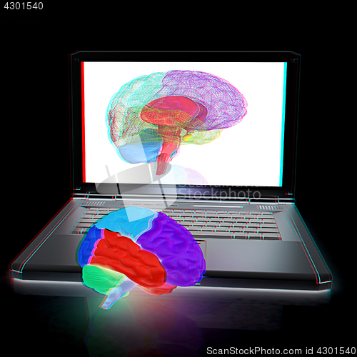 Image of creative three-dimensional model of real human brain and scan on