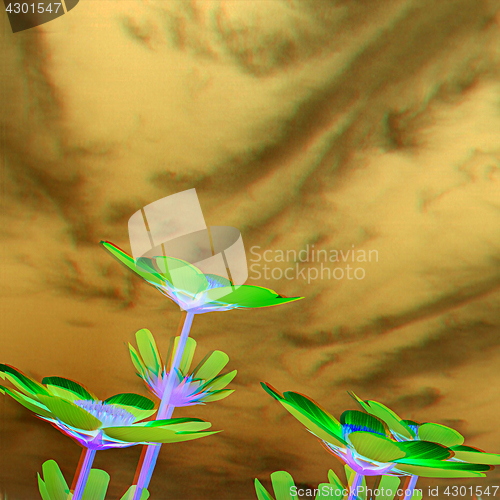 Image of Beautiful Cosmos Flower against the sky. 3D illustration.. Anagl