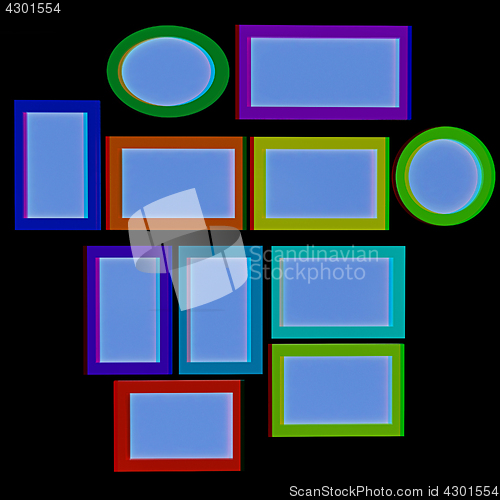Image of Abstract frames. Conceptual design. 3D illustration. Anaglyph. V