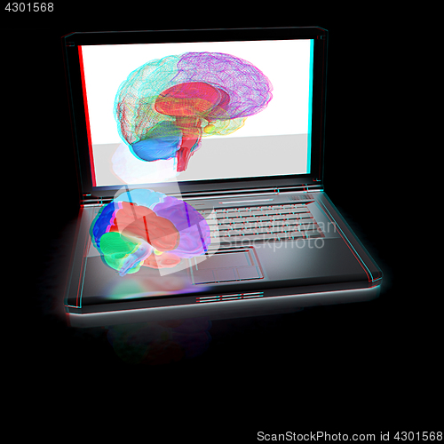 Image of creative three-dimensional model of real human brain and scan on