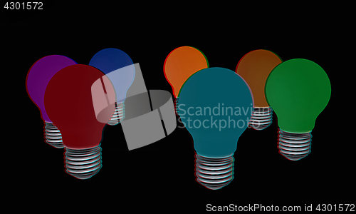 Image of lamps. 3D illustration. Anaglyph. View with red/cyan glasses to 