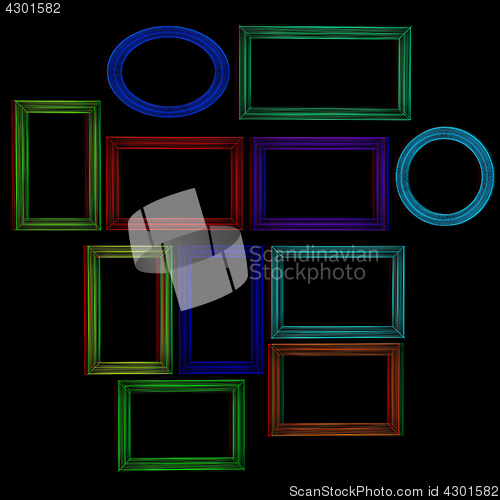 Image of Abstract frames. Conceptual design. 3D illustration. Anaglyph. V