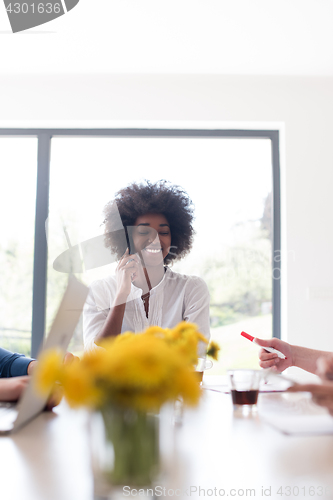 Image of Multiethnic startup business team on meeting