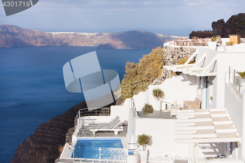 Image of Aegean sea view with Volcanic nature, Greece, Santorini