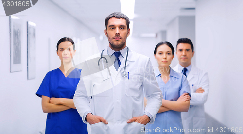 Image of group of medics or doctors at hospital