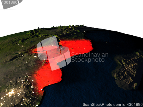 Image of Mozambique from space at night