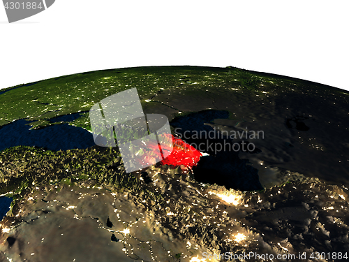 Image of Azerbaijan from space at night