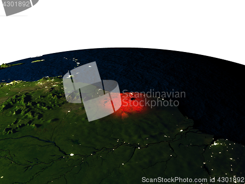 Image of Suriname from space at night