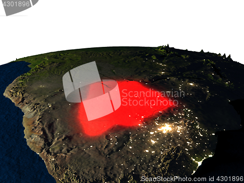Image of Botswana from space at night