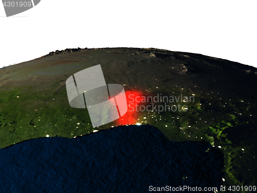 Image of Benin from space at night