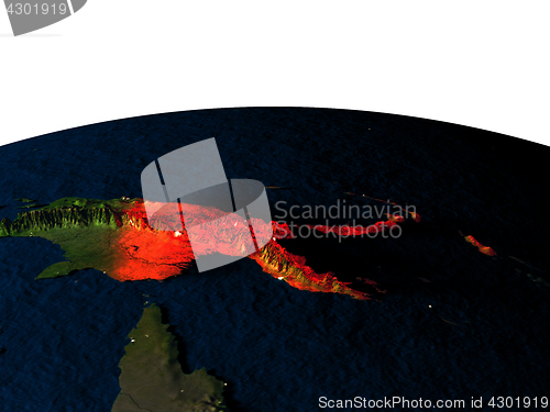 Image of Papua New Guinea from space at night