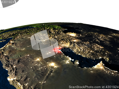 Image of Kuwait from space at night