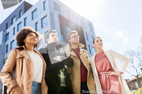 Image of international group of people on city street