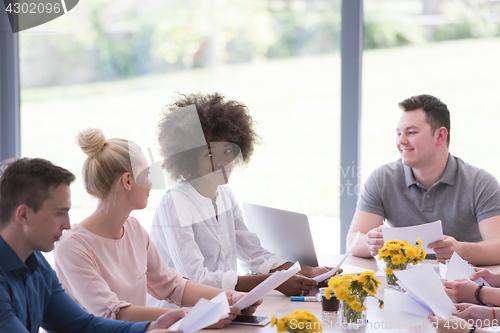 Image of Multiethnic startup business team on meeting
