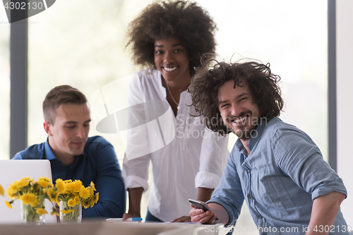 Image of Multiethnic startup business team on meeting