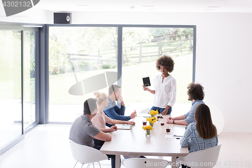 Image of Multiethnic startup business team on meeting