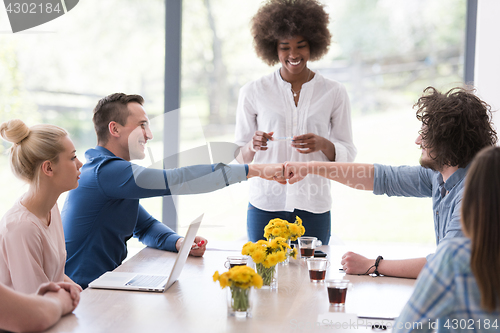 Image of Multiethnic startup business team on meeting