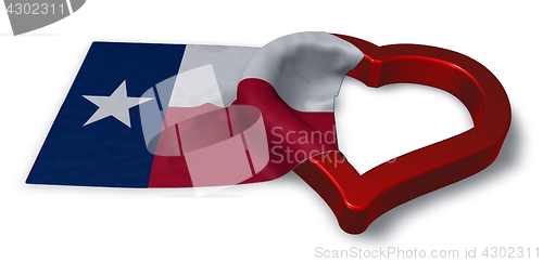 Image of flag of texas and heart symbol - 3d rendering