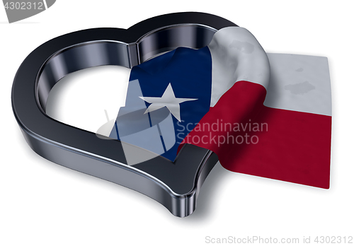 Image of flag of texas and heart symbol - 3d rendering